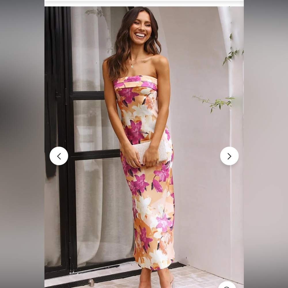 Never worn strapless silk dress